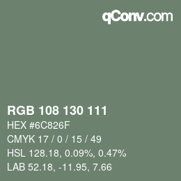 Color code: RGB 108 130 111 | qconv.com