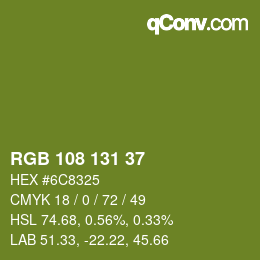 Color code: RGB 108 131 37 | qconv.com