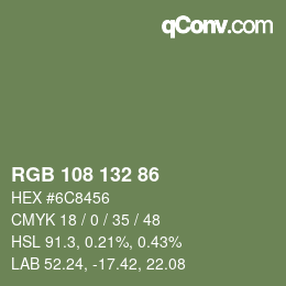 カラーコード: RGB 108 132 86 | qconv.com
