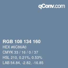 Color code: RGB 108 134 160 | qconv.com