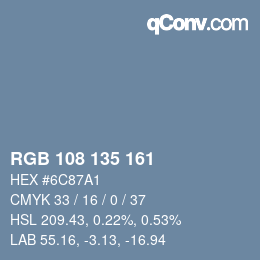 Color code: RGB 108 135 161 | qconv.com