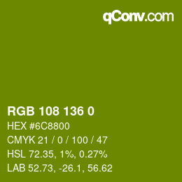 Color code: RGB 108 136 0 | qconv.com