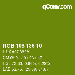 Color code: RGB 108 136 10 | qconv.com