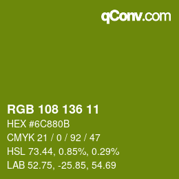 Color code: RGB 108 136 11 | qconv.com