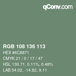 Color code: RGB 108 136 113 | qconv.com