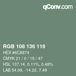 Color code: RGB 108 136 116 | qconv.com