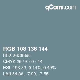 Color code: RGB 108 136 144 | qconv.com