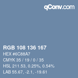Color code: RGB 108 136 167 | qconv.com
