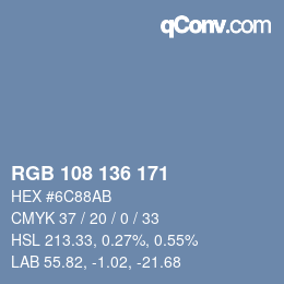 Color code: RGB 108 136 171 | qconv.com