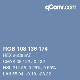 Color code: RGB 108 136 174 | qconv.com
