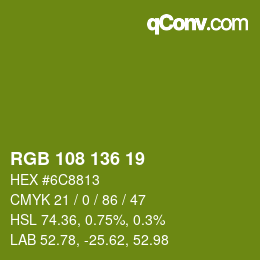 Color code: RGB 108 136 19 | qconv.com