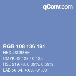 Color code: RGB 108 136 191 | qconv.com