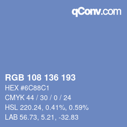 Color code: RGB 108 136 193 | qconv.com