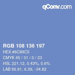 Color code: RGB 108 136 197 | qconv.com