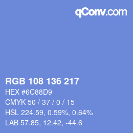 Color code: RGB 108 136 217 | qconv.com