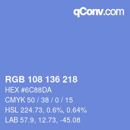 Color code: RGB 108 136 218 | qconv.com