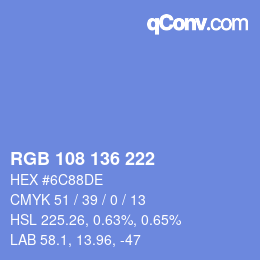 Color code: RGB 108 136 222 | qconv.com