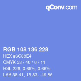 Color code: RGB 108 136 228 | qconv.com