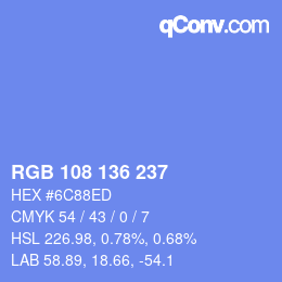 Color code: RGB 108 136 237 | qconv.com