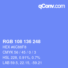 Color code: RGB 108 136 248 | qconv.com