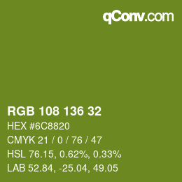Color code: RGB 108 136 32 | qconv.com
