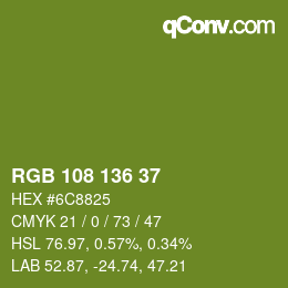 Color code: RGB 108 136 37 | qconv.com
