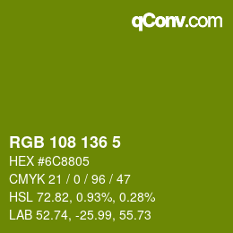 Color code: RGB 108 136 5 | qconv.com