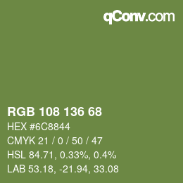 カラーコード: RGB 108 136 68 | qconv.com