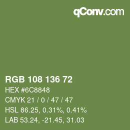 カラーコード: RGB 108 136 72 | qconv.com