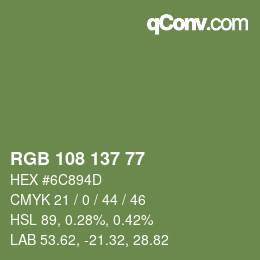 Color code: RGB 108 137 77 | qconv.com