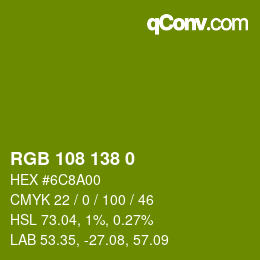 颜色代码: RGB 108 138 0 | qconv.com