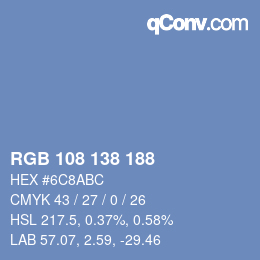 Color code: RGB 108 138 188 | qconv.com