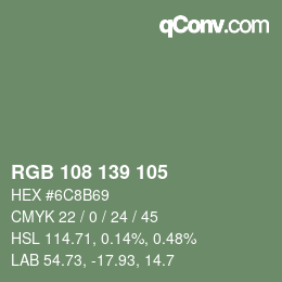 Color code: RGB 108 139 105 | qconv.com