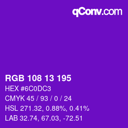 Color code: RGB 108 13 195 | qconv.com