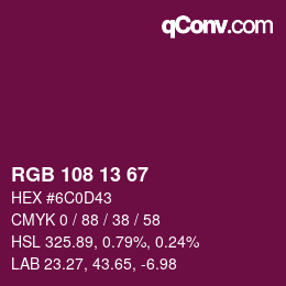 Color code: RGB 108 13 67 | qconv.com