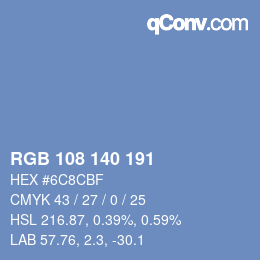 Color code: RGB 108 140 191 | qconv.com