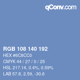 Color code: RGB 108 140 192 | qconv.com