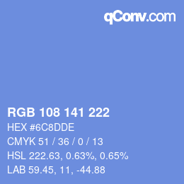 Color code: RGB 108 141 222 | qconv.com