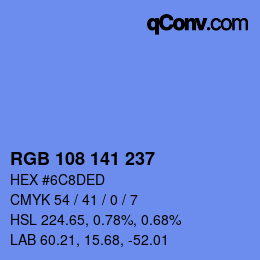 カラーコード: RGB 108 141 237 | qconv.com