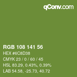 カラーコード: RGB 108 141 56 | qconv.com