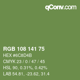 颜色代码: RGB 108 141 75 | qconv.com
