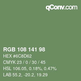 Color code: RGB 108 141 98 | qconv.com
