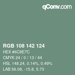 Farbcode: RGB 108 142 124 | qconv.com