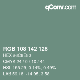 颜色代码: RGB 108 142 128 | qconv.com