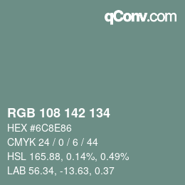 Farbcode: RGB 108 142 134 | qconv.com