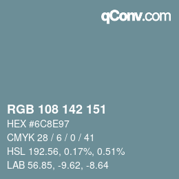 Código de color: RGB 108 142 151 | qconv.com