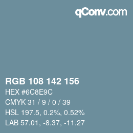 Farbcode: RGB 108 142 156 | qconv.com