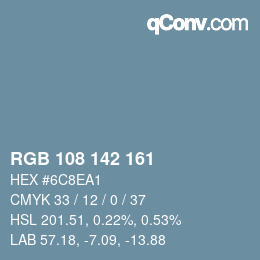 Color code: RGB 108 142 161 | qconv.com