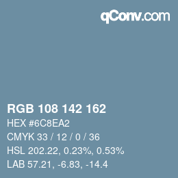 カラーコード: RGB 108 142 162 | qconv.com
