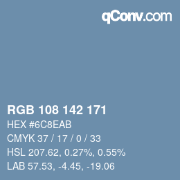 Color code: RGB 108 142 171 | qconv.com